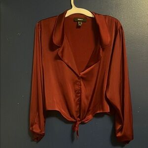 Forever 21 Faux Satin Button Down
